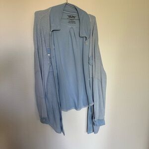 Boys Lie Light Blue Fleece Oversized Button Down Shirt Jacket